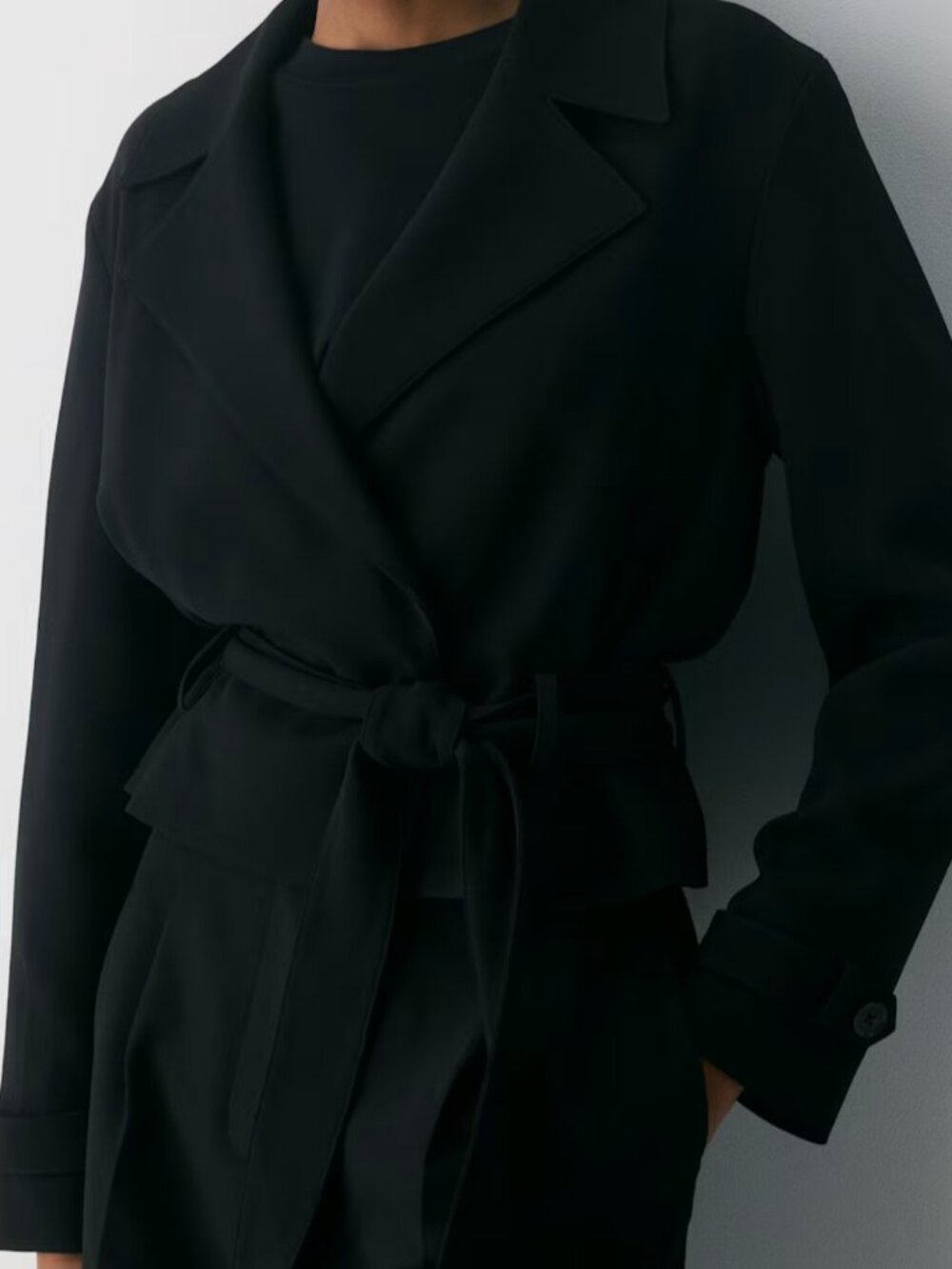 NWT Aritzia  POSTAGE Trench Coat -Sway Crepe Black - Picture 5 of 11